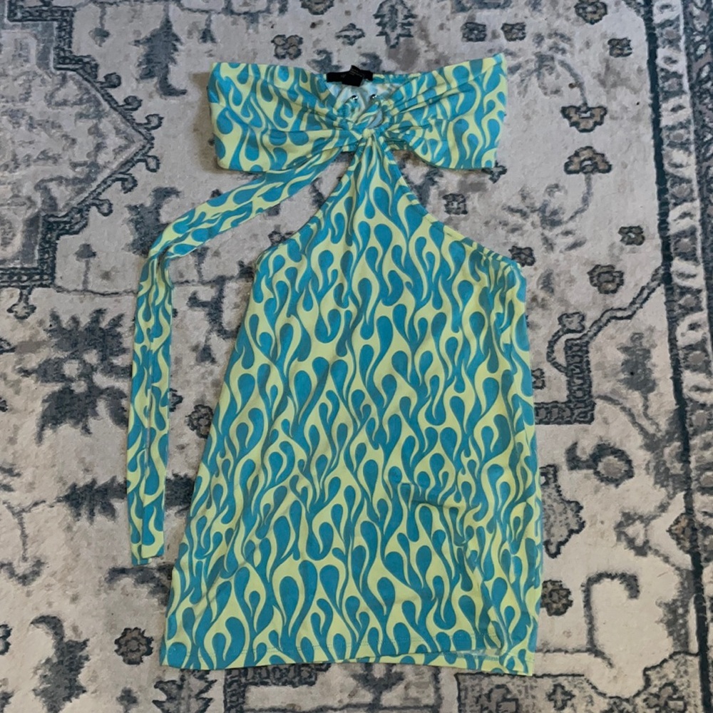 Green and Blue Flame dress